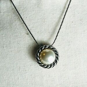 Brighton Magic Pearl Necklace Reversible Pendant Silver Plated Crystals 17"